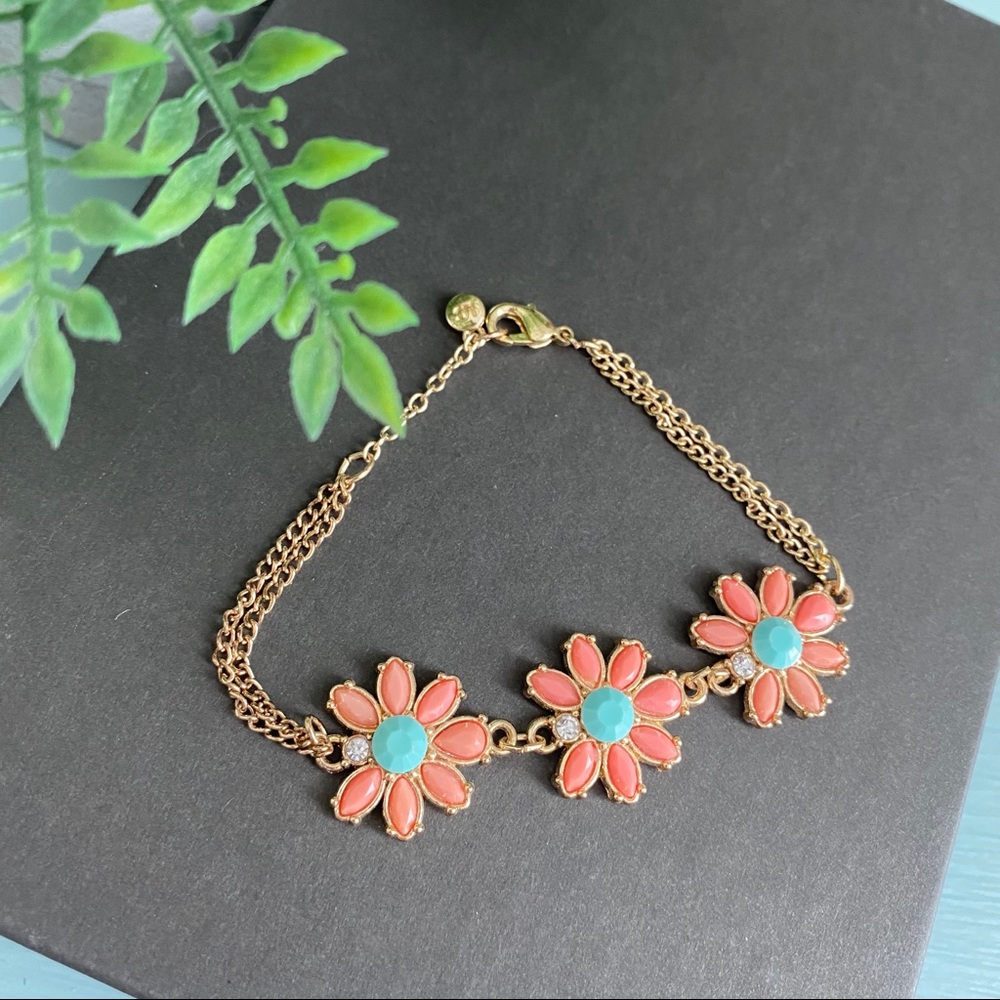 LC Lauren Conrad Pink Floral Chain Bracelet